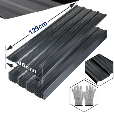 Produktbild von Peviasot 24 Stück Dachblech Trapezblech Profilblech Platten aus Metall, inkl. schnittfester Handschuhe, 129x46 cm, 0,25 mm, 14 m², Anthrazit