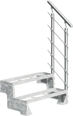 Produktbild von Aussentreppe Pertura Tallis mit Prova Geländer 2 Steigungen Einlegestufen 80 cm Metall