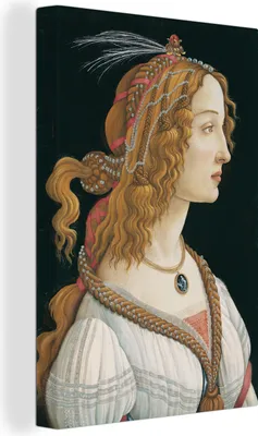 Produktbild von OneMillionCanvasses® - Leinwandbilder - 90x140 cm, Idealisiertes Porträt einer Dame - Gemälde von Sandro Botticelli, Wandbilder Kunstdruck Wanddekoration - Foto auf Leinwand - - Wandschmucke - Schlafzimmer