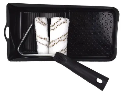 Produktbild von Lasur-Set 4tlg. Streichset Farbroller 10cm Walzen, Bügel und Wanne Holzschutz