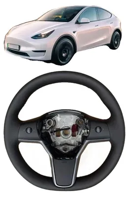 Image de Volant, avec fonction de chauffage, revêtement en cuir synthétique (PU), compatible avec les modèles 3 et Y