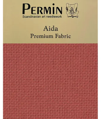 Produktbild von Permin Precut 16 ct. Aida 355 Farbe 93 Himbeerschokolade, Handarbeitsstoff für Kreuzstich 43x50 cm