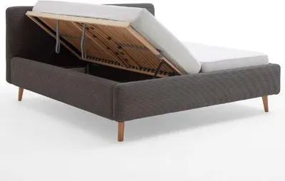 Produktbild von Bett Madras 180x200cm mit Lagerung Rippe Samt - grau