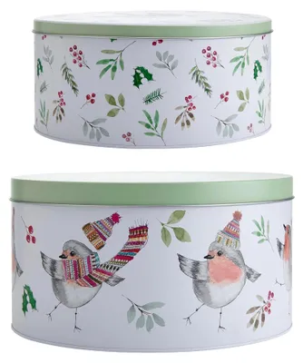 Produktbild von Keksdosen-Set mit Rotkehlchen-Motiv, 22 x 10 cm/25 x 13 cm, inklusive Etikett