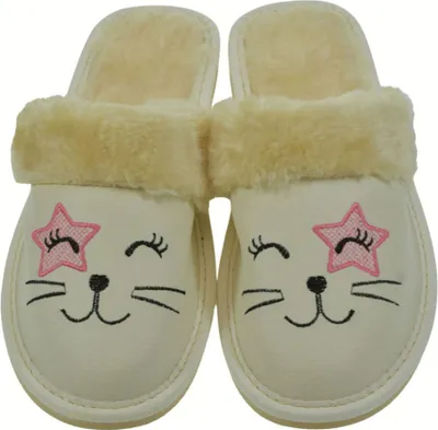Obrázek produktu pro Dámské bílé teplé pantofle Kitty z