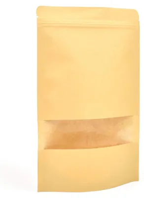 50 Kraft-Papierbeutel mit Fenster, 160x260 mm, wiederverschließbar