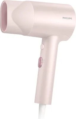 A pink Philips hair dryer is shown against a white background.