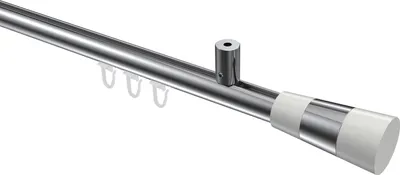Produktbild von Interdeco Innenlaufstange / Gardinenstange mit Innenlauf Chrom, Typ Sonius Tanara (Konus Bicolor) Deckenmontage, 20 mm Ø 1-läufig, 180 cm