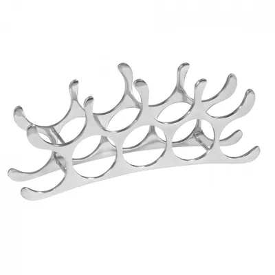 Produktbild von Design Aluminium Weinregal 9 Flaschen in Silber 55x20x12 cm, Flaschenregal Wein Zubehör Edel modern, Metall Deko Weinflaschen Halter Schmal Küche Regal, Alu Flaschenständer liegend