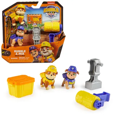 Produktbild von Rubble & Crew – Actionfiguren-Set mit Rubble & Mix Figur, 2 Bauspielzeugen und 85g Kinetic Sand Build-it-Sand, 3 Jahr(e), Mehrfarbig