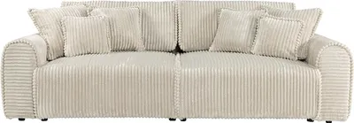 Produktbild von Sofa 4-Sitzer Schlafsofa Komfort - Cord Samt Beige - Tiefe Sitzfläche - TELARO