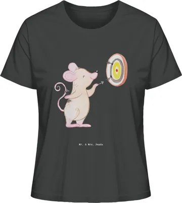 Produktbild von Mr. & Mrs. Panda Oberteil Damen Maus Dart spielen Größe XL - Anthrazit - Geschenk, Sommershirt, Darten, Darts, T-Shirt, Kurzarmshirt, Basic, Turnier, Kurzarm