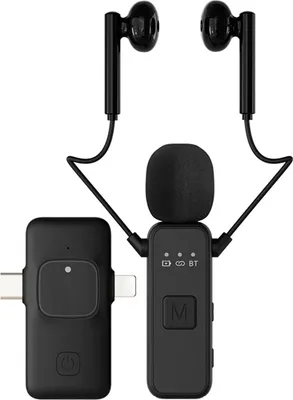Obrázek produktu pro Bezdrátový klipový mikrofon, mikrofon na klopě, studio kvalita zvuku, potlačení šumu, monitorování v reálném čase, mikrofon na krk, plug and play, pro živé vysílání