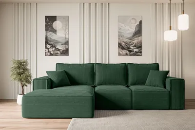 Produktbild von ALTDECOR Ecksofa mit Schlaffunktion und Bettkasten SERRA-L-S - 266x161x87 cm Grün - Corner Sofa Bett Eckcouch Couch L-Form Schlafcouch Ausziehbar Wohnlandschaft Schlafsofa Cauchsofa