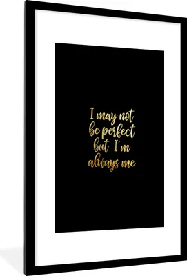 Produktbild von MuchoWow® Gerahmtes Poster Perfekt - Schwarz und Gold - Zitate 60x90 cm - Poster mit Schwarzem Bilderrahmen Wandposter Rahmen Foto Bilder - Dekoration - Wandposter Wohnzimmer - Hochwertig