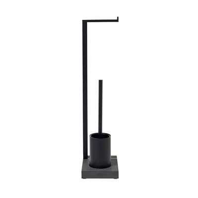 Produktbild von Blomus MENOTO Toilettenbutler, WC-Rollenhalter, WC-Bürste, Stahl pulverbeschichtet, Polystone, Schwarz, 69151