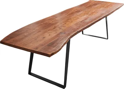 Produktbild von Esstisch Baumkante Akazie nussbaum 280x100 schwarz schräges U-Gestell HOBART