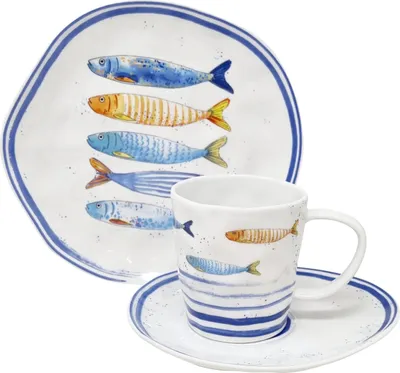 Produktbild von Kaffeeservice  6 Personen 18tlg Fische Maritim BORD DE MER Easy Life
