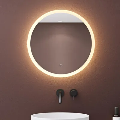 Image de doporro Miroir de Salle de Bains Rond Lumineux avec Éclairage LED Glace Éclairé avec Interrupteur Tactile φ 50 cm