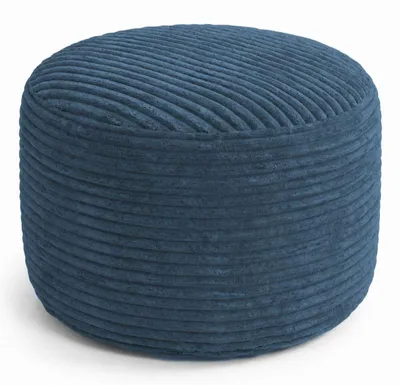 Image de Repose-pieds déhoussable en velours côtelé BANANAIR 50x30 cm bleu foncé