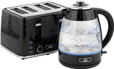 Obrázek produktu pro Sada toustovače na 4 plátky a konvice s rychlovarnou konvicí o objemu 1,7 l, černá