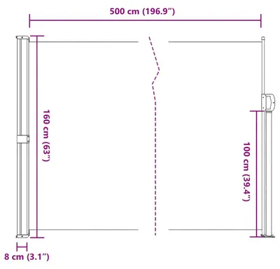 Imagen del producto de vidaXL - Toldo lateral extensible, color marrón, 160 x 500 cm