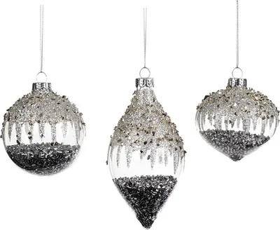 Produktbild von Goodwill Weihnachtskugel aus Glas, silberfarben, 8 cm, sortiert, 3 Stück