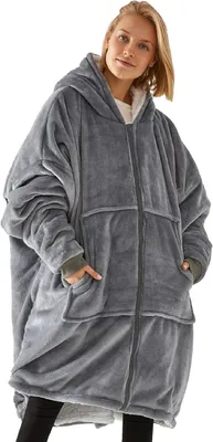 Produktbild von Uni-Sherpa-Hoodie – dickes Fleece, große Tasche, Decken-/Pyjama-Stil für Erwachsene