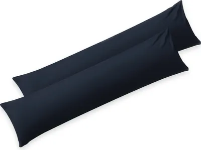Produktbild von Blumtal Seitenschläferkissen Bezug 40 x 145 (2er Set Kissenbezüge) - Dunkelblau - Kissenhülle mit Reißverschluss