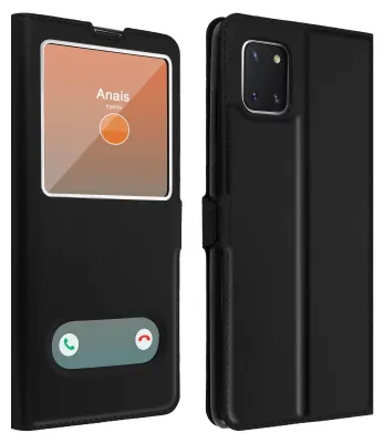 Obrázok produktu pre Avizar, Samsung Galaxy Note 10 Lite Flip Cover s dvojitým oknom a funkciou stojana, čierny