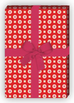 Produktbild von Grafik Design Geschenkpapier mit Muster in 70er Jahre Farben, rot - G8695, 32 x 48cm