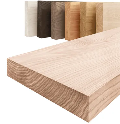 Image de LAMO Manufaktur Étagère bois massif sans pièces de fixation | Etagere 40 cm largeur pour salle de bain, couloir, cuisine | Couleur: brut, Bord: droit | Bois massif, design moderne, belle veinure