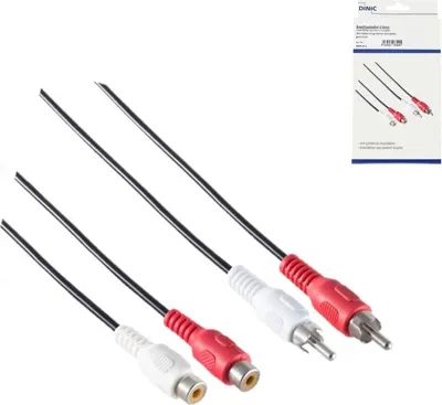 Produktbild von DINIC Audio Verlängerung, 2x Cinch Stecker auf 2x Cinch Buchse, 5m, schwarz