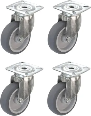 Produktbild von 4 Stück Lenkrollen ohne Bremse 75 mm mit Anschraubplatte