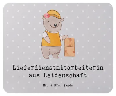 Produktbild von Mr. & Mrs. Panda Mouse Pad Lieferdienstmitarbeiterin Leidenschaft - Grau Pastell - Geschenk, mousematte, laptop mauspad, Pizzabäckerin, Pizzabringdienst, Lustig, Mousepad