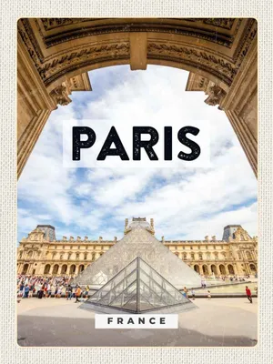 Produktbild von vianmo Holzschild 40x30 cm Paris Frankreich Louvre Straße Stadt