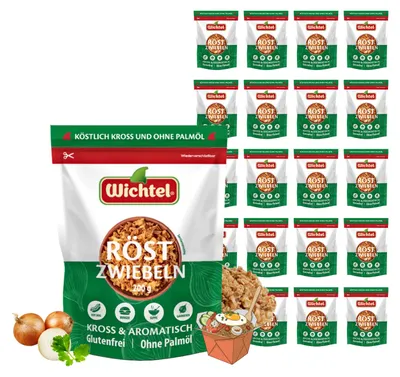 Produktbild von WICHTEL Röstzwiebeln 20 x 200g - Kross & Aromatisch, Glutenfrei, Ohne Palmöl, Ohne künstliche Aroma, Halal
