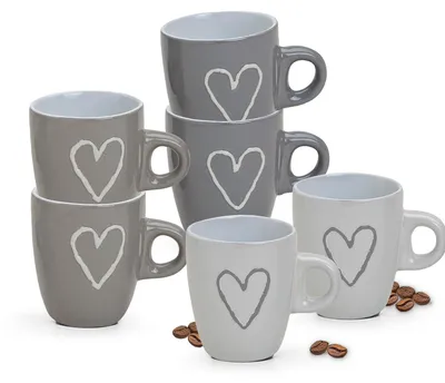Immagine prodotto di Set di 6 tazze da espresso moderne in Vetroceramica beige bianco grigio 50 ml
