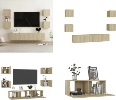 Obrázok produktu pre vidaXL 6-dielna sada TV skriniek Sonoma dub na báze dreva - TV skrinka - TV skrinky - HiFi skrinka - HiFi skrinky