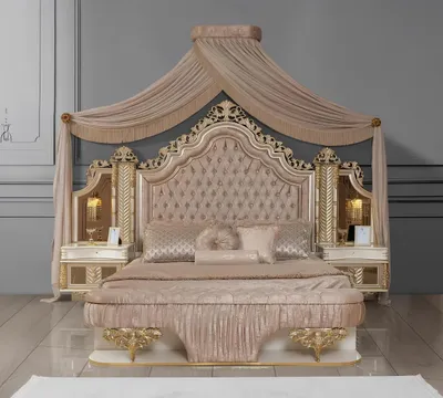 Produktbild von Schlafzimmer Set Bett 2x Nachttische Kleiderschrank Luxus neu 4tlg