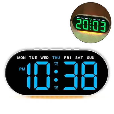 Produktbild von LED-Wecker mit Anzeige von Temperatur und Datum, Doppelwecker, einstellbare Helligkeit, für Schlafzimmer, auch als wandmontierbare Digitaluhr geeignet