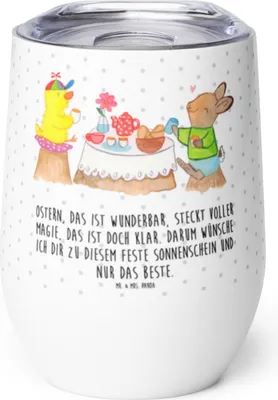 Produktbild von Mr. & Mrs. Panda thermosbecher Ostern Frühstück - Weiß - Geschenk, Isolierbecher, kaffee tasse, Edelstahlbecher, Ostergrüße, Thermobecher, Küken, Ostergeschenke, Hase