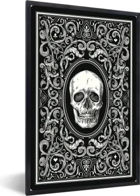 Produktbild von MuchoWow® MuchoWow® Gerahmtes Poster Illustration einer Spielkarte mit einem Totenkopf 20x30 cm - Poster mit zchwarzem Bilderrahmen - Drucken - Bilder Poster im Rahmen