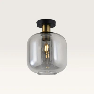Image de LUSENZ - Suspension verre fumé E27 6W IP20 Noir métal