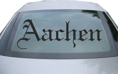 Produktbild von Indigos UG - Aufkleber Heckscheibe & Motorklappe DE6490 - schwarz - 600x210 mm - Stadt Aachen - Auto Scheiben Fenster Heckklappe Tuning Racing JDM - Die cut
