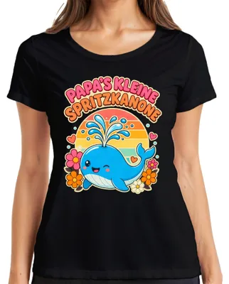 Produktbild von Papa's kleine Spritzkanone Wal Baby Vater Statement Sarkasmus Sohn Damen T-Shirt, Schwarz, L