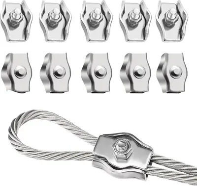 Produktbild von 10Stück Seilklemm Drahtseilklemme M3,seilklemmen 3mm Edelstahl 304 Drahtseilklemmen Kabelklemmen für Drahtseil Stahlseil Wäscheleinenspanner Markise Fixiert