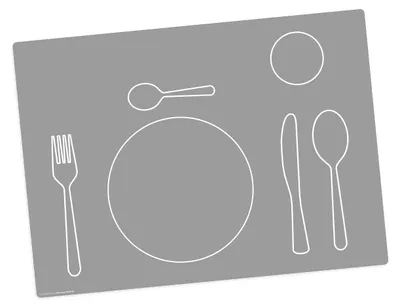 Platzset Montessori, waschbar, 44x32 cm, Vinyl, grau