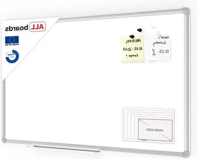 Produktbild von Famanu Magnetisches Whiteboard 80x50cm mit Aluminiumrahmen - Weiß - Trocken abwischbar - Inklusive Stiftablage