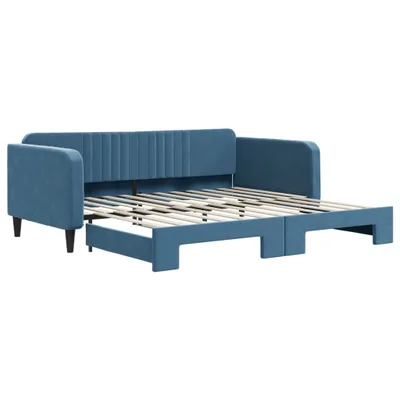 Zdjęcie produktu dla vidaXL Rozkładane łóżko dzienne niebieskie 100x200 cm aksamitne